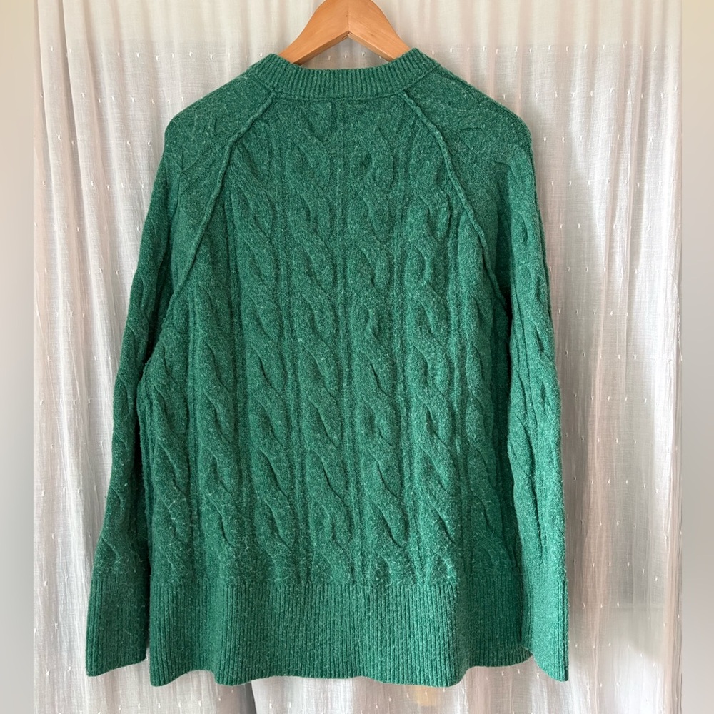 Aerie Forest Green Cable Knit Sweater - Picture 2 of 4